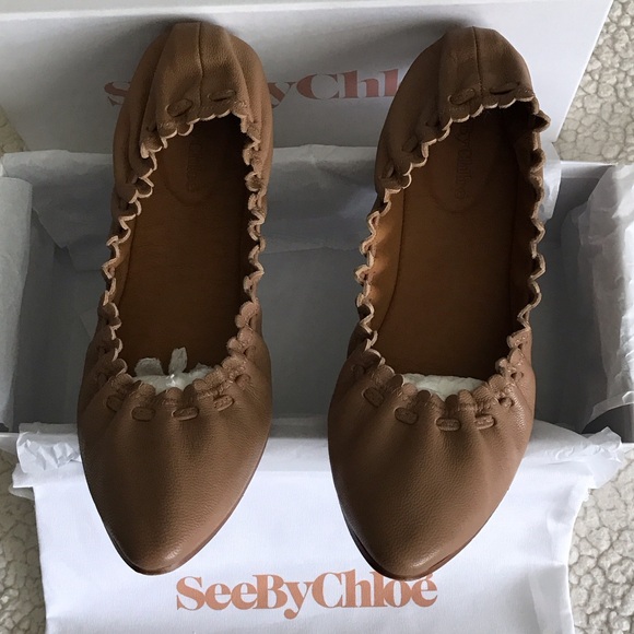 See By Chloe Tan Leather Flats - Picture 1 of 6